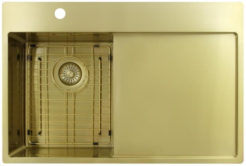 Pure.Sink Exclusivo Lille guldvask med afdrypningsdel 78x52 cm Vandhane til venstre PEX3478LT-60