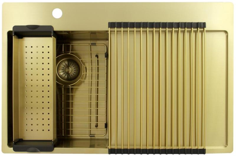 Pure.Sink Exclusivo Lille guldvask med afdrypningsdel 78x52 cm Vandhane til venstre PEX3478LT-60