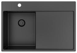 Pure.Sink Exclusivo Gun Metal lille vask med dræningsområde 78x52 cm Tapwing venstre PEX3478LT-61