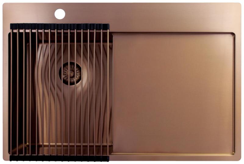 Pure.Sink Exclusivo Kobber lille håndvask med drypområde 78x52 cm Tapwing venstre PEX3478LT-62