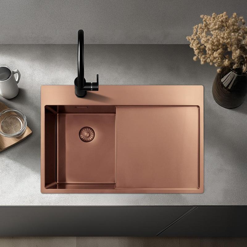 Pure.Sink Exclusivo Kobber lille håndvask med drypområde 78x52 cm Tapwing venstre PEX3478LT-62