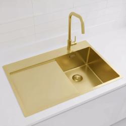 Pure.Sink Exclusivo Lille vask i guld med afdrypningsområde 78x52 cm Tapwing til højre PEX3478RT-60