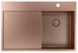 Pure.Sink Exclusivo Kobber lille vask med drypområde 78x52 cm Tapwing højre PEX3478RT-62