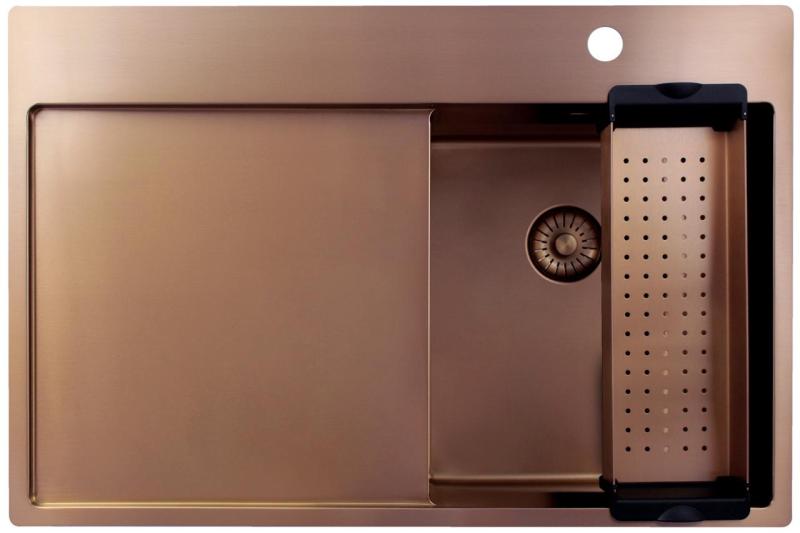 Pure.Sink Exclusivo Kobber lille vask med drypområde 78x52 cm Tapwing højre PEX3478RT-62