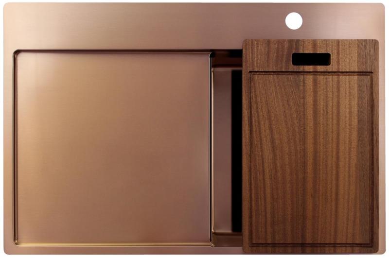 Pure.Sink Exclusivo Kobber lille vask med drypområde 78x52 cm Tapwing højre PEX3478RT-62