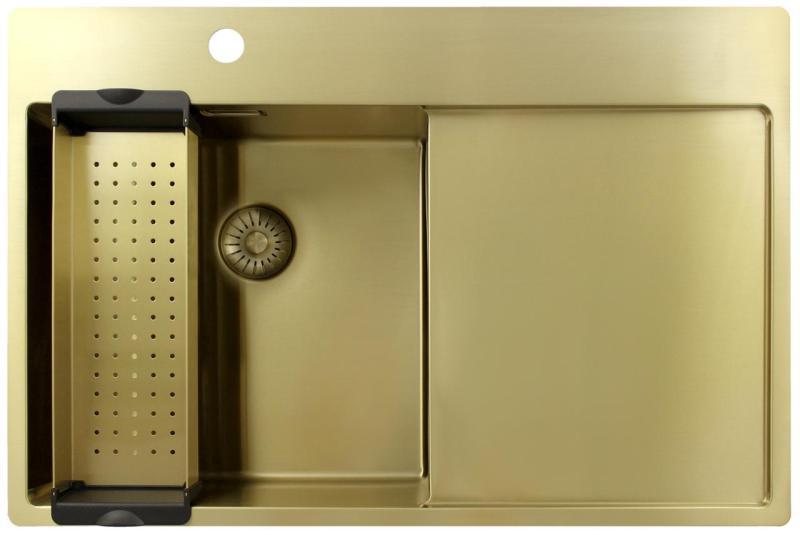 Pure.Sink Exclusivo Guldvask med afdrypningsområde 78x52 cm Vandhane til venstre PEX4078LT-60