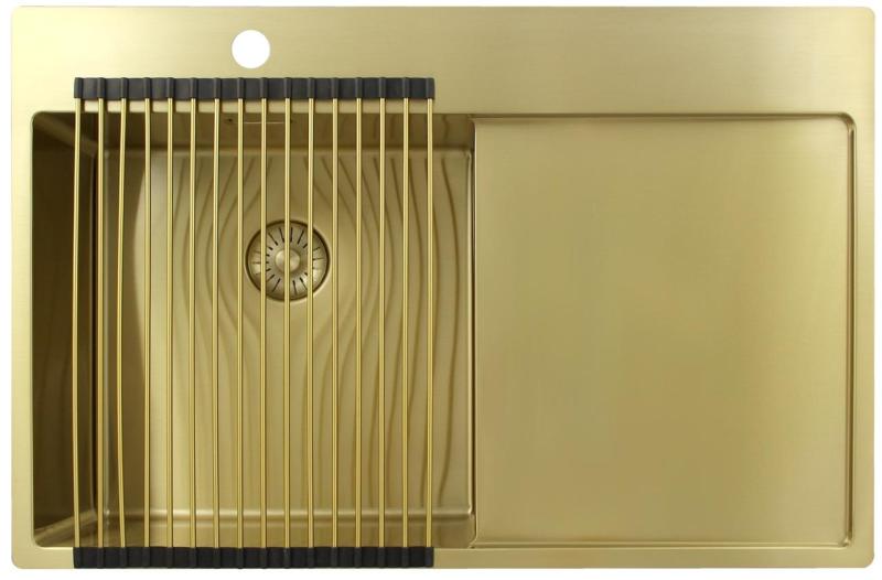 Pure.Sink Exclusivo Guldvask med afdrypningsområde 78x52 cm Vandhane til venstre PEX4078LT-60