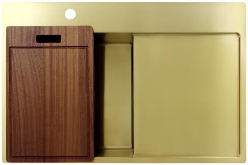 Pure.Sink Exclusivo Guldvask med afdrypningsområde 78x52 cm Vandhane til venstre PEX4078LT-60