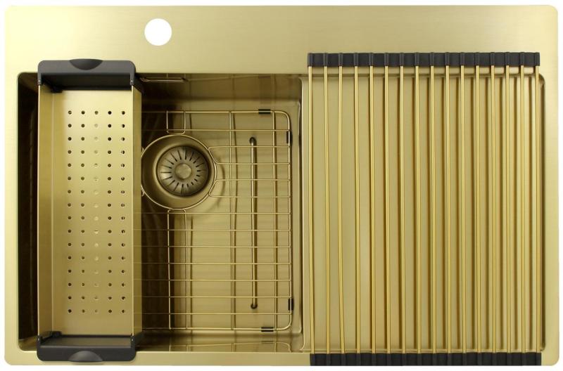 Pure.Sink Exclusivo Guldvask med afdrypningsområde 78x52 cm Vandhane til venstre PEX4078LT-60