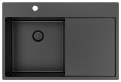 Pure.Sink Exclusivo Gun Metal vask med dræningsområde 78x52 cm Tapwing til venstre PEX4078LT-61