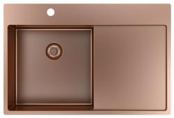 Pure.Sink Exclusivo Kobber køkkenvask med drypbakke 78x52 cm Tapvinge venstre PEX4078LT-62