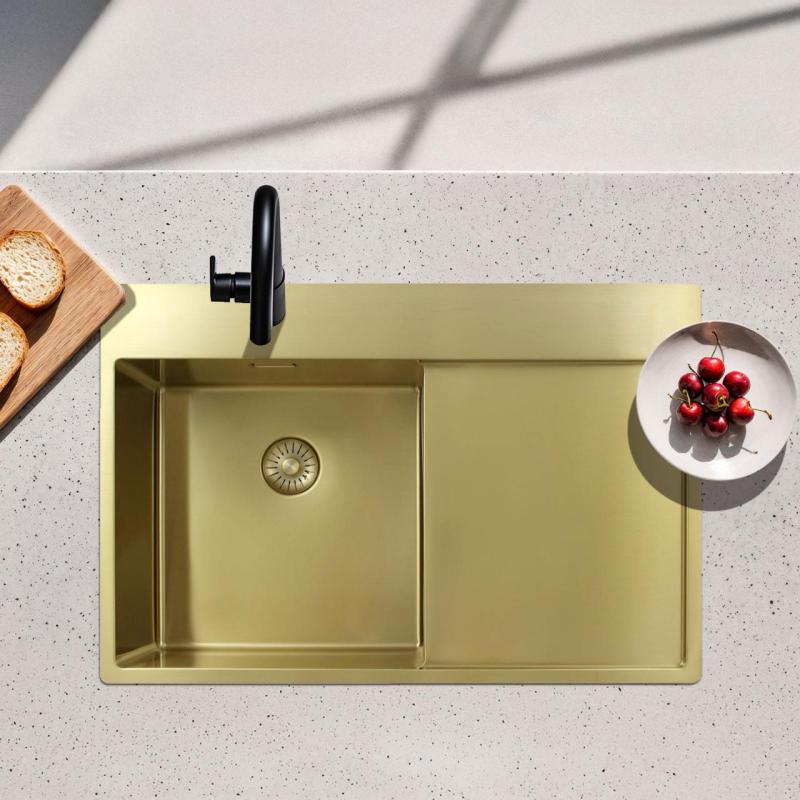 Pure.Sink Exclusivo Guldvask med afdrypningsplade 78x52 cm Tapwing højre PEX4078RT-60