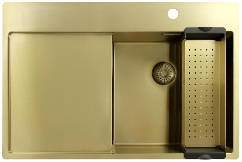 Pure.Sink Exclusivo Guldvask med afdrypningsplade 78x52 cm Tapwing højre PEX4078RT-60