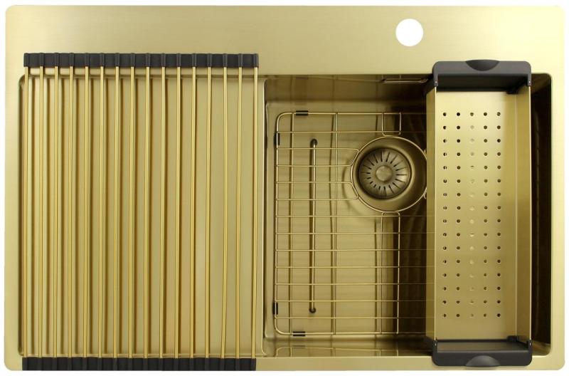 Pure.Sink Exclusivo Guldvask med afdrypningsplade 78x52 cm Tapwing højre PEX4078RT-60