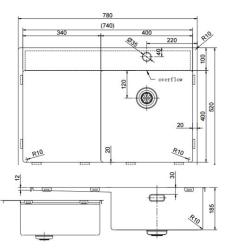 Pure.Sink Exclusivo Gun Metal vask med drypzone 78x52 cm Tapwing højre PEX4078RT-61