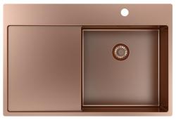 Pure.Sink Exclusivo Kobber køkkenvask med drypområde 78x52 cm Tapwing til højre PEX4078RT-62