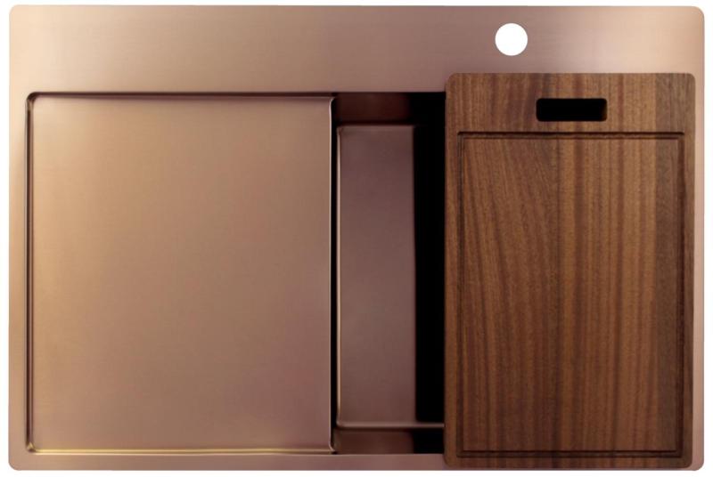 Pure.Sink Exclusivo Kobber køkkenvask med drypområde 78x52 cm Tapwing til højre PEX4078RT-62