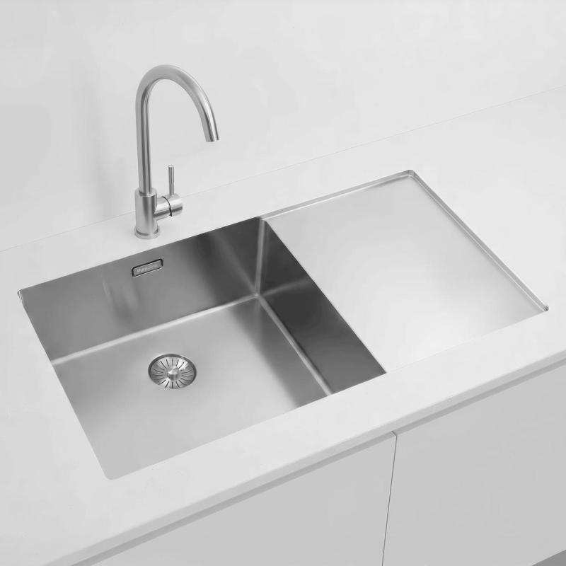 Pure.Sink Exclusivo RVS vask med drypzonen 86x52 cm Tapwing venstre PEX5086LT-02
