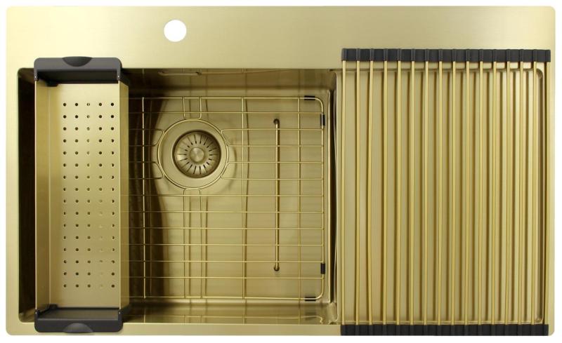 Pure.Sink Exclusivo Guldvask med afdrypningsplade 86x52 cm Tapwing venstre PEX5086LT-60