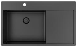 Pure.Sink Exclusivo Gun Metal vask med dræningsområde 86x52 cm Tapwing venstre PEX5086LT-61