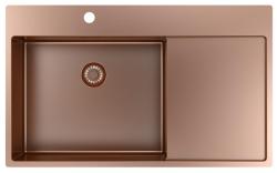 Pure.Sink Exclusivo Kobber vask med drænbakke 86x52 cm Tapwing til venstre PEX5086LT-62