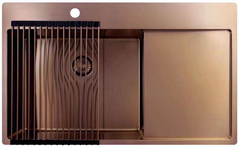 Pure.Sink Exclusivo Kobber vask med drænbakke 86x52 cm Tapwing til venstre PEX5086LT-62