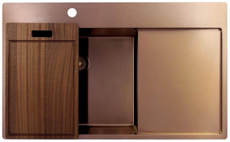 Pure.Sink Exclusivo Kobber vask med drænbakke 86x52 cm Tapwing til venstre PEX5086LT-62