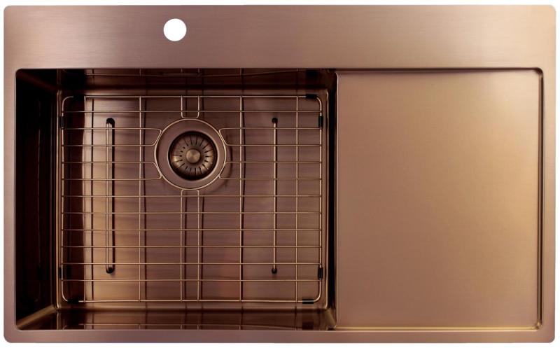 Pure.Sink Exclusivo Kobber vask med drænbakke 86x52 cm Tapwing til venstre PEX5086LT-62