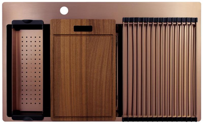 Pure.Sink Exclusivo Kobber vask med drænbakke 86x52 cm Tapwing til venstre PEX5086LT-62