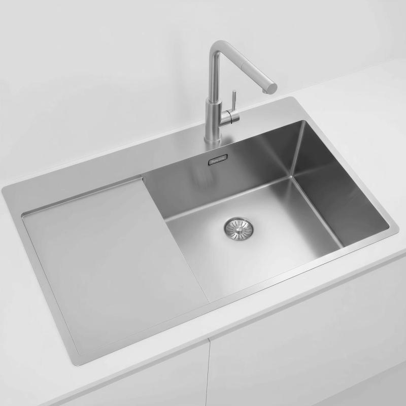 Pure.Sink Exclusivo RVS vask med dræningsområde 86x52 cm Tapwing til højre PEX5086RT-02