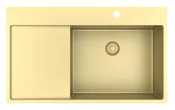 Pure.Sink Exclusivo Gylden vask med dræningsområde 86x52 cm Tapving højre PEX5086RT-60