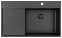 Pure.Sink Exclusivo Gun Metal vask med drypområde 86x52 cm Tapwing højre PEX5086RT-61