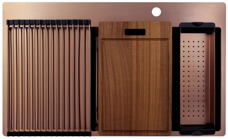 Pure.Sink Exclusivo Kobber køkkenvask med afløbsområde 86x52 cm Tapving højre PEX5086RT-62