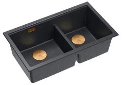 Quadri Newport II Dobbelt Antracit Granit Overflade Vask 76x45 cm med Kobber prop 1208971359
