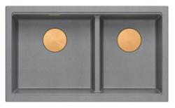 Quadri Newport II Dobbelt Grå Granit Overfladevask 76x45 cm med Kobberprop 1208971360