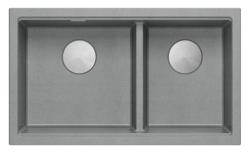 Quadri Newport II Dobbelt Grå Granit Overflade Vask 76x45 cm med Rustfrit Stål Prop 1208971370