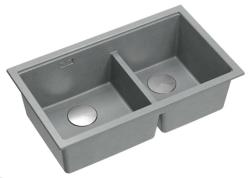 Quadri Newport II Dobbelt Grå Granit Overflade Vask 76x45 cm med Rustfrit Stål Prop 1208971370