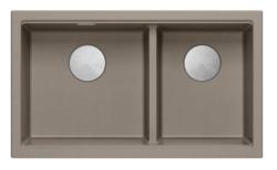 Quadri Newport II Dobbelt Taupe Granit Overflade Vask 76x45 cm med rustfrit stål prop 1208971372