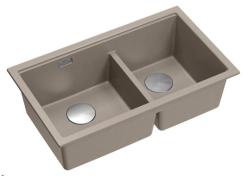 Quadri Newport II Dobbelt Taupe Granit Overflade Vask 76x45 cm med rustfrit stål prop 1208971372