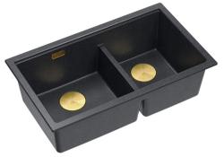 Quadri Newport II Dobbelt Antracit Granit Undermonteret Vask 702 x 390 mm med Gul Prop 1208971379