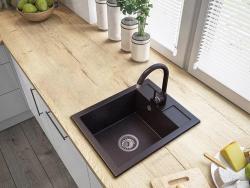 Graniteland Prest Granit Arduin hårdsten look køkkenvask Tapwing med hanehulbænk overbygning 400x500mm med rustfrit stål Plug 1208971420