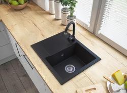 Graniteland Nex Granit sort vask med dræningsområde 574x464 mm 1208971428