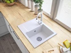 Graniteland Nex Granit hvid vask med dræningsområde 574x464 mm 1208971430