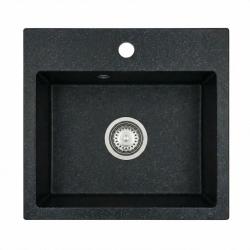 Graniteland Nera Granitvask 45x42 cm Skifersten look Overflade med Kranhulbank og Rustfrit stål Plug 1208971432