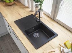 Graniteland Liri Granit Arduin hård sten look vask med dræningsområde 765x448 mm 1208971437
