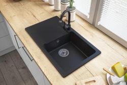 Graniteland Liri Granit Sort vask med dræningsområde 765x448 mm 1208971438