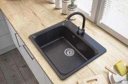Graniteland Vastone Granitvask 619x522 mm Arduin hårdstens look Overbygning med Kranhulsbænk og Rustfrit stål prop 1208971442