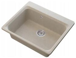 Graniteland Vastone Granit Vask 619x522 mm Beige Overflademontage med Kranhulbank og Rustfrit Stål Prop 1208971444