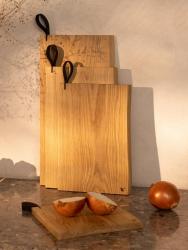 Woodsea Chop-Chop Oak S - Ege træskærebræt 25x24cm med læderhåndtag 1208971539