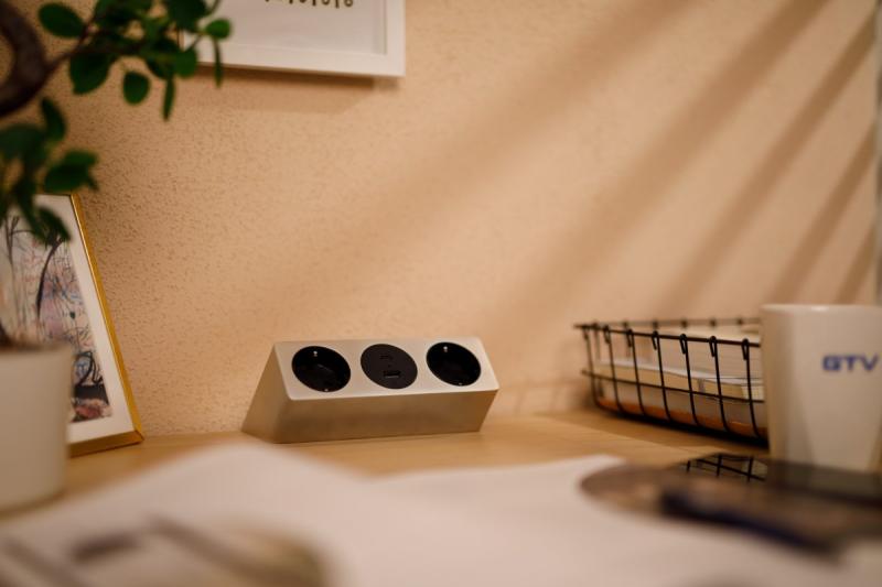 Møbelstik SOFITO, 2xSCHUKO, USB A+C, kabel 1,5 m, rustfrit stål